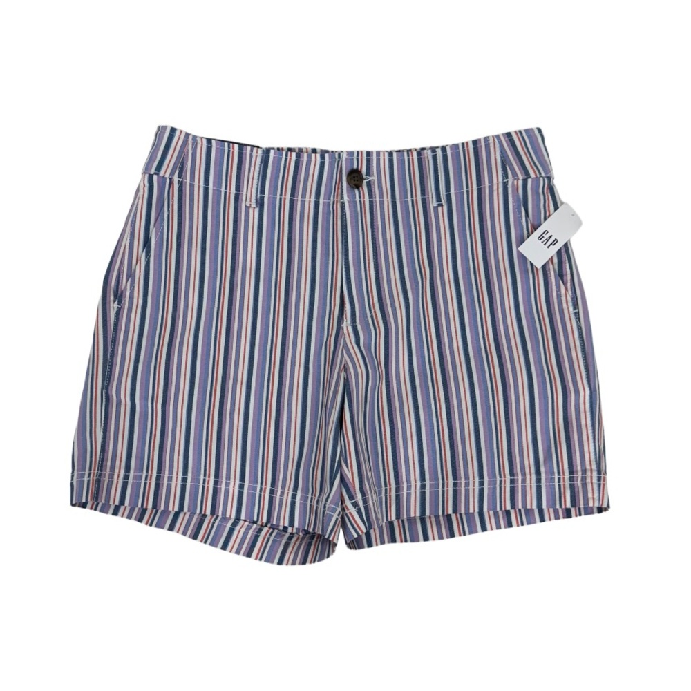 Gap Preppy Purple Blue Multicolor Stripe Stretch Mid Rise Shorts New Nwt Size 4
